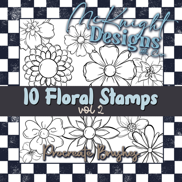 Flower Element Outlines (10) vol. 2 | Hand Drawn | Procreate Stamps Brush Set McKnight Designs & Co Procreate Stamps