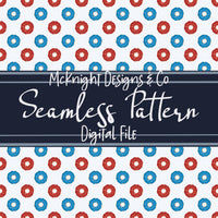 Patriotic Donut Seamless Pattern – Red & Blue 4th of July PNG McKnight Designs & Co Seamless Pattern File