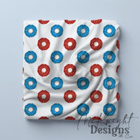 Patriotic Donut Seamless Pattern – Red & Blue 4th of July PNG McKnight Designs & Co Seamless Pattern File
