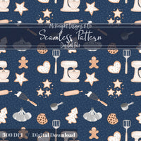 Holiday Baking Seamless Pattern PNG – Gingerbread, Cookies & Cozy Kitchen Tools McKnight Designs & Co Seamless Pattern File