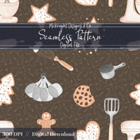 Holiday Baking Seamless Pattern PNG – Gingerbread, Cookies & Cozy Kitchen Tools McKnight Designs & Co Seamless Pattern File