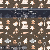 Holiday Baking Seamless Pattern PNG – Gingerbread, Cookies & Cozy Kitchen Tools McKnight Designs & Co Seamless Pattern File