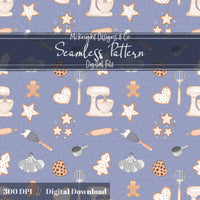 Holiday Baking Seamless Pattern PNG – Gingerbread, Cookies & Cozy Kitchen Tools McKnight Designs & Co Seamless Pattern File