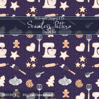 Holiday Baking Seamless Pattern PNG – Gingerbread, Cookies & Cozy Kitchen Tools McKnight Designs & Co Seamless Pattern File