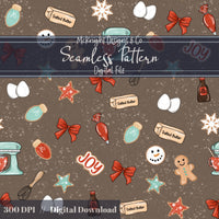 Holiday Baking Seamless Pattern Bundle – Christmas Cookies, Baking Tools, Gingerbread, Retro Kitchen McKnight Designs & Co Seamless Pattern File Mocha