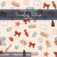Holiday Baking Seamless Pattern Bundle – Christmas Cookies, Baking Tools, Gingerbread, Retro Kitchen McKnight Designs & Co Seamless Pattern File Cream