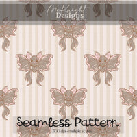 Coquette Bat Bow Stripe Seamless Pattern PNG McKnight Designs & Co Seamless Pattern File