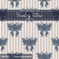 Coquette Bat Bow Stripe Seamless Pattern PNG McKnight Designs & Co Seamless Pattern File