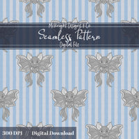 Coquette Bat Bow Stripe Seamless Pattern PNG McKnight Designs & Co Seamless Pattern File