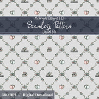 Bookish Seamless Pattern | Vintage Books & Floral Garland Repeat | Cottagecore Academia McKnight Designs & Co Seamless Pattern File