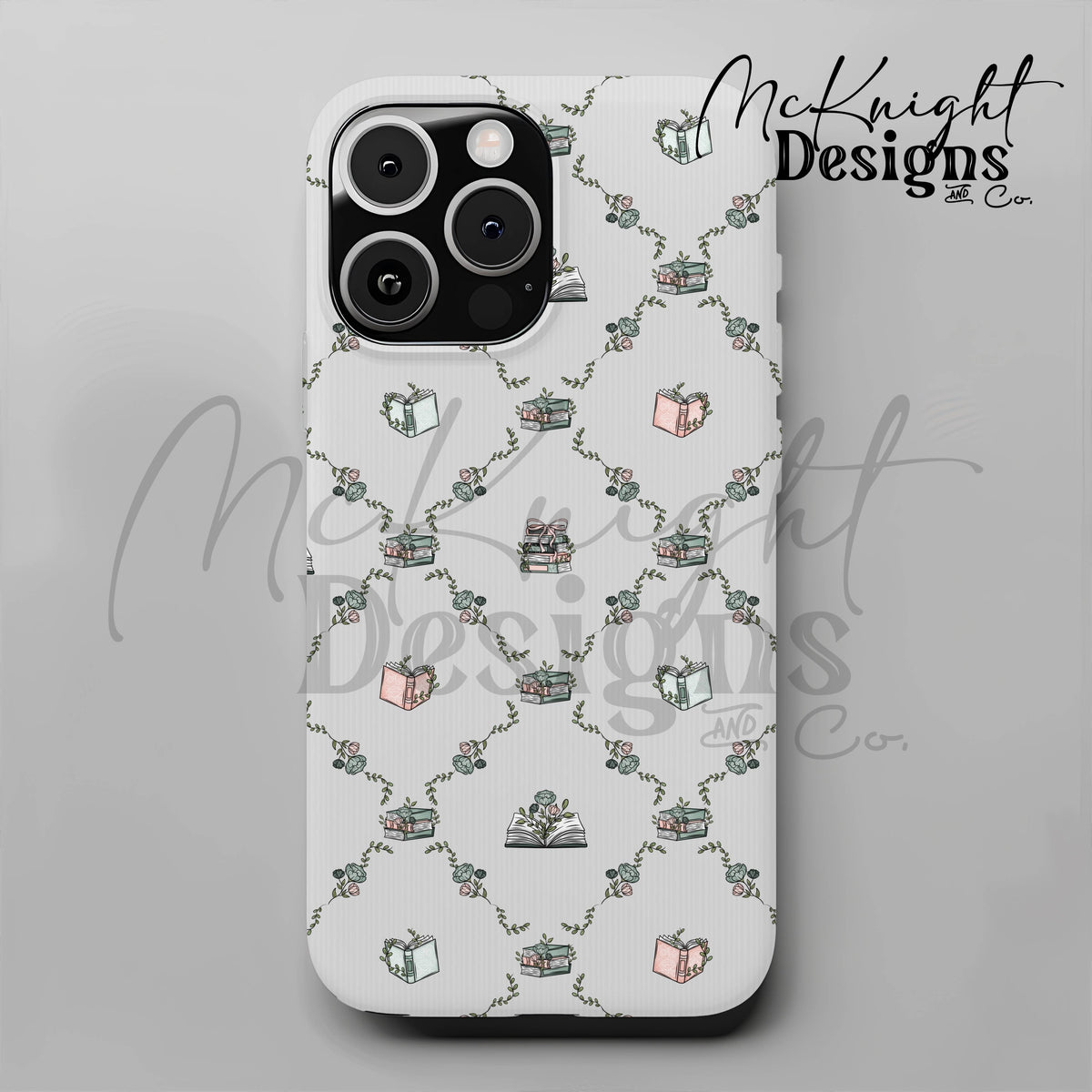 Bookish Seamless Pattern | Vintage Books & Floral Garland Repeat | Cottagecore Academia McKnight Designs & Co Seamless Pattern File