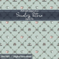 Bookish Seamless Pattern | Vintage Books & Floral Garland Repeat | Cottagecore Academia McKnight Designs & Co Seamless Pattern File