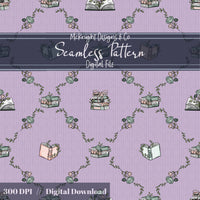 Bookish Seamless Pattern | Vintage Books & Floral Garland Repeat | Cottagecore Academia McKnight Designs & Co Seamless Pattern File