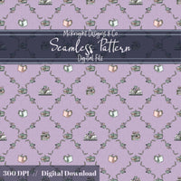 Bookish Seamless Pattern | Vintage Books & Floral Garland Repeat | Cottagecore Academia McKnight Designs & Co Seamless Pattern File