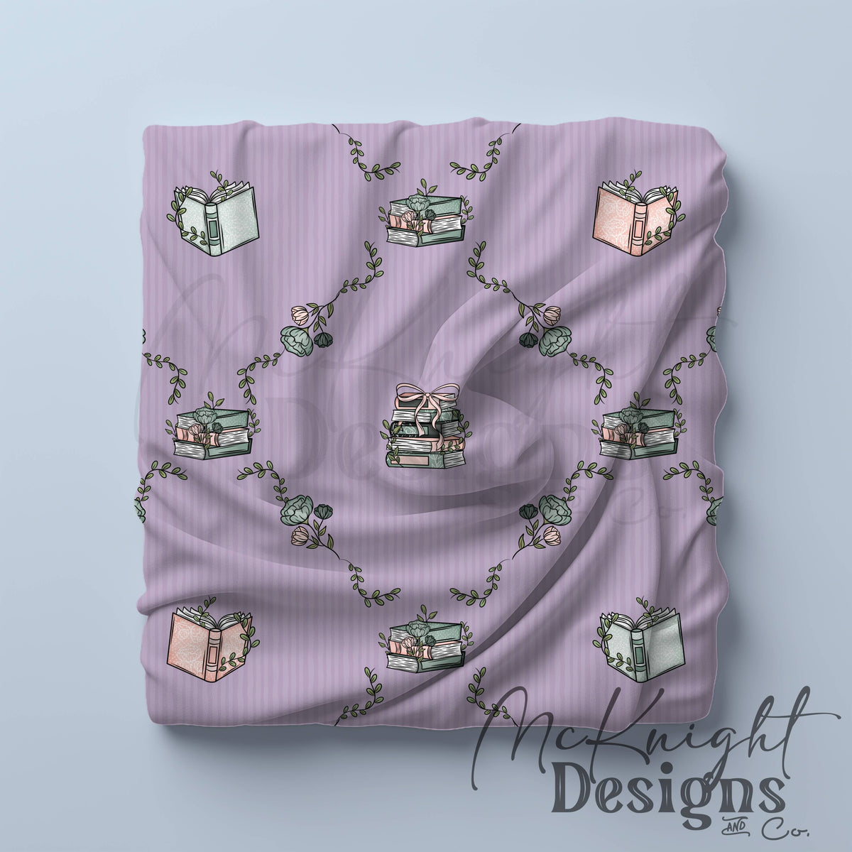 Bookish Seamless Pattern | Vintage Books & Floral Garland Repeat | Cottagecore Academia McKnight Designs & Co Seamless Pattern File