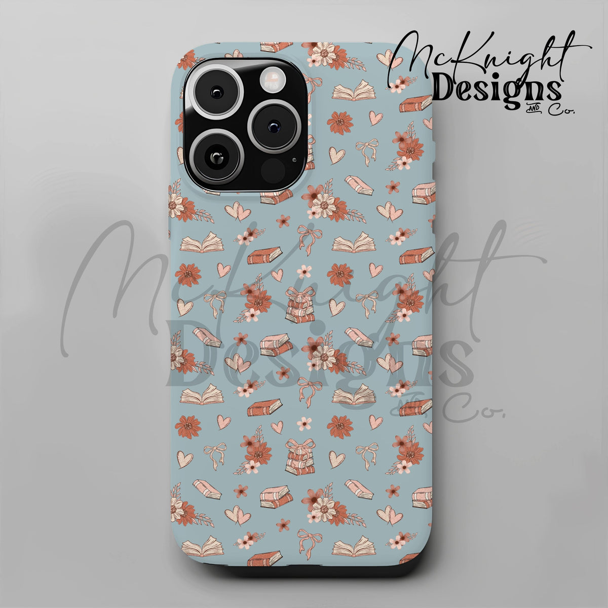 Bookish Love Seamless Pattern | Vintage Books Hearts & Florals | Cozy Romantic Digital Paper - McKnight Designs & Co