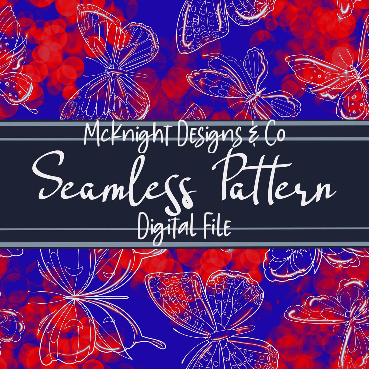 Hand-Drawn Watercolor Butterfly Seamless Pattern McKnight Designs & Co Seamless Pattern File