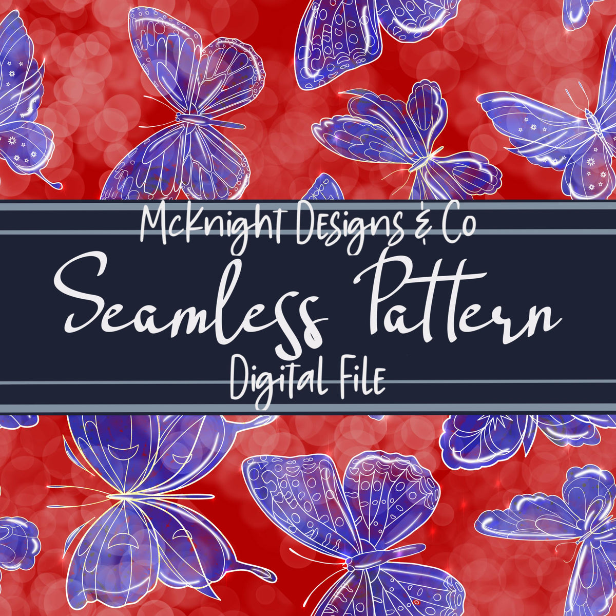 Hand-Drawn Watercolor Butterfly Seamless Pattern McKnight Designs & Co Seamless Pattern File