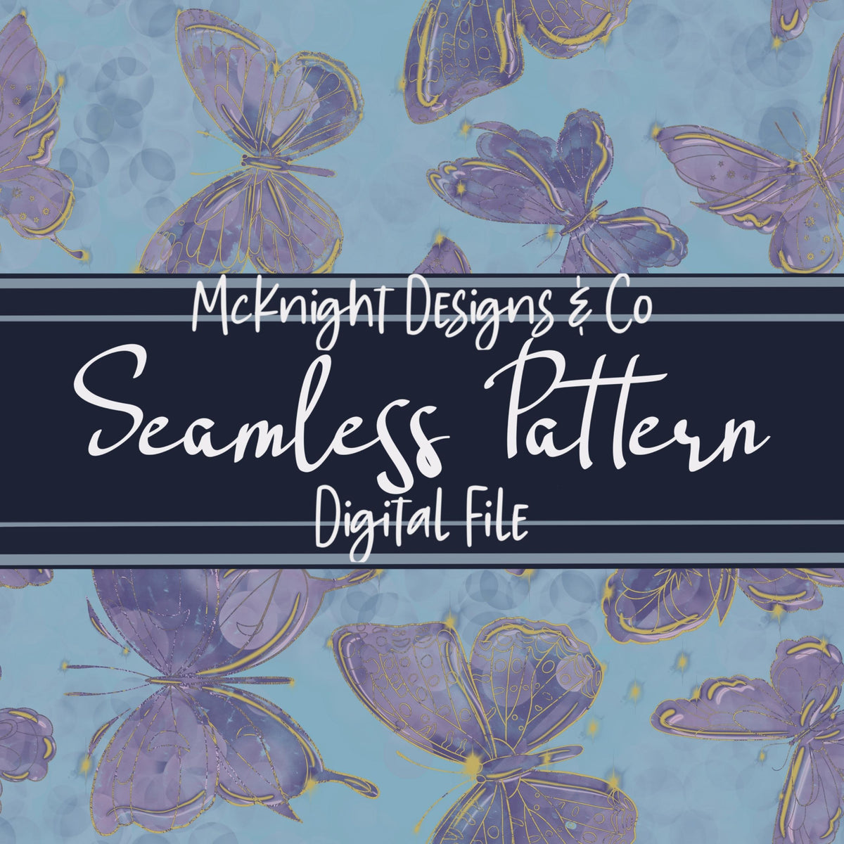 Hand-Drawn Watercolor Butterfly Seamless Pattern McKnight Designs & Co Seamless Pattern File