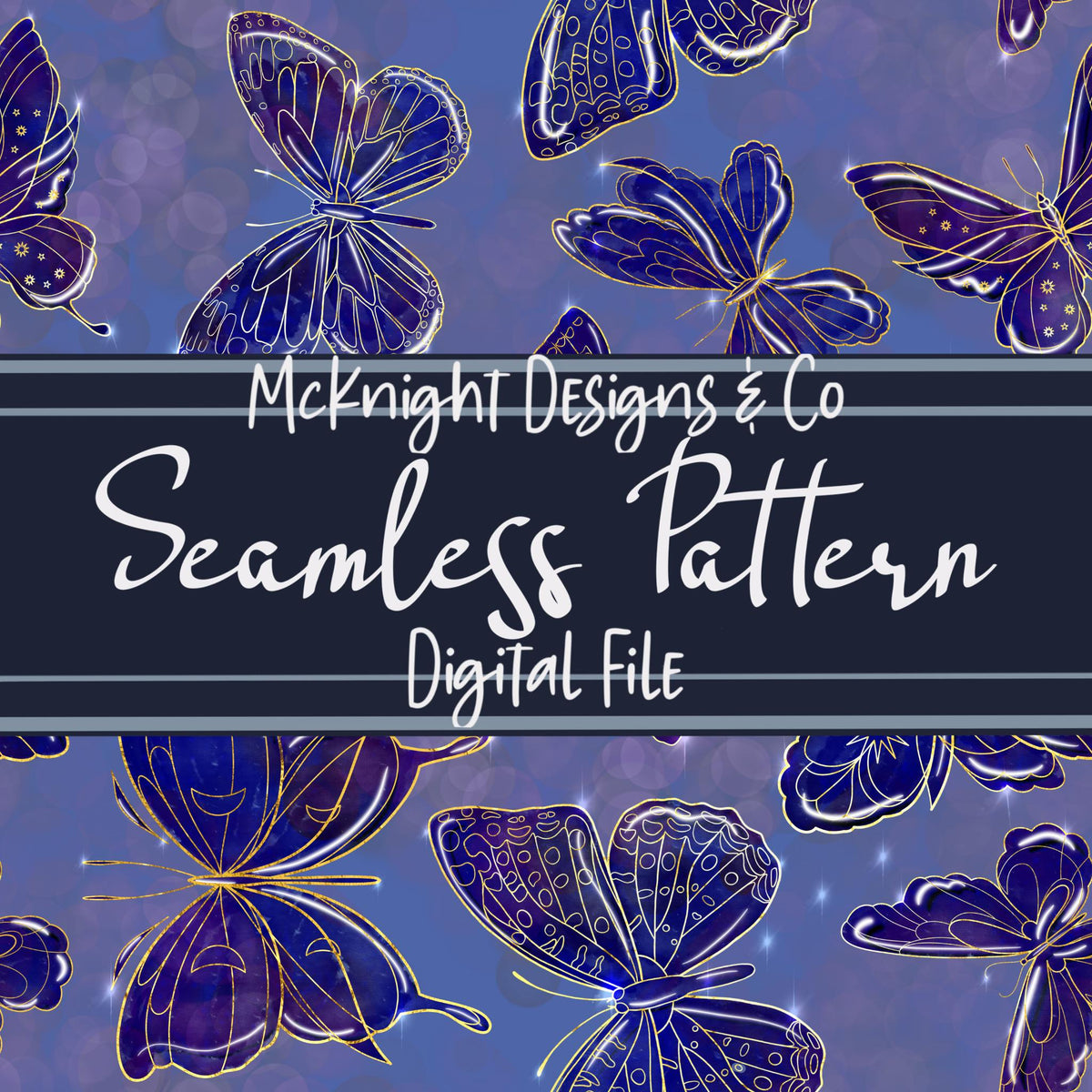 Hand-Drawn Watercolor Butterfly Seamless Pattern McKnight Designs & Co Seamless Pattern File