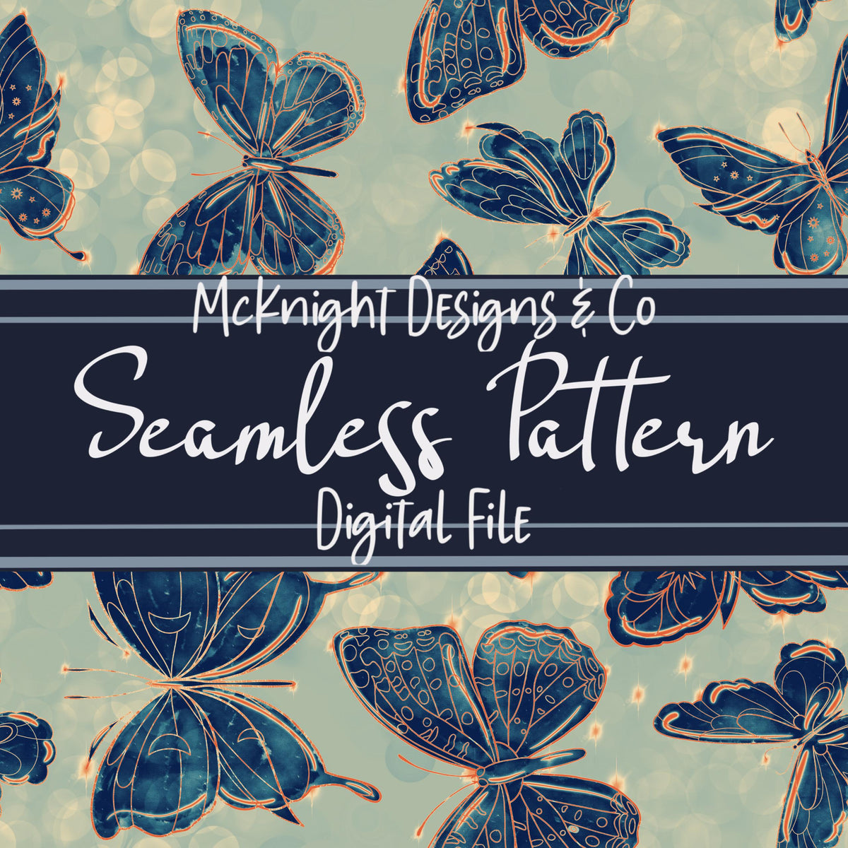 Hand-Drawn Watercolor Butterfly Seamless Pattern McKnight Designs & Co Seamless Pattern File