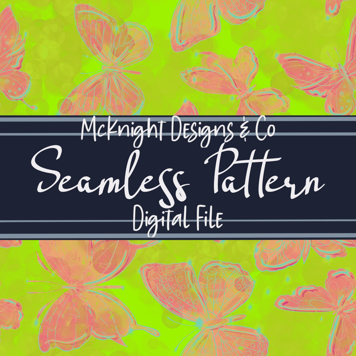 Hand-Drawn Watercolor Butterfly Seamless Pattern McKnight Designs & Co Seamless Pattern File