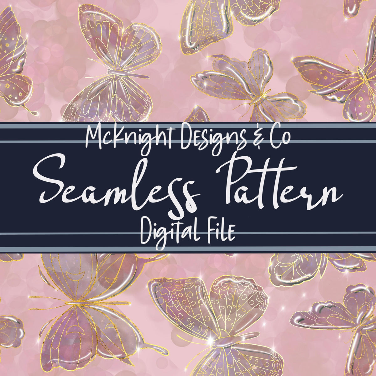 Hand-Drawn Watercolor Butterfly Seamless Pattern McKnight Designs & Co Seamless Pattern File