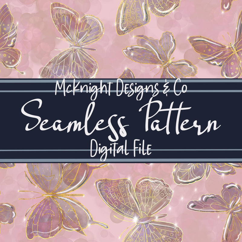 Hand-Drawn Watercolor Butterfly Seamless Pattern McKnight Designs & Co Seamless Pattern File