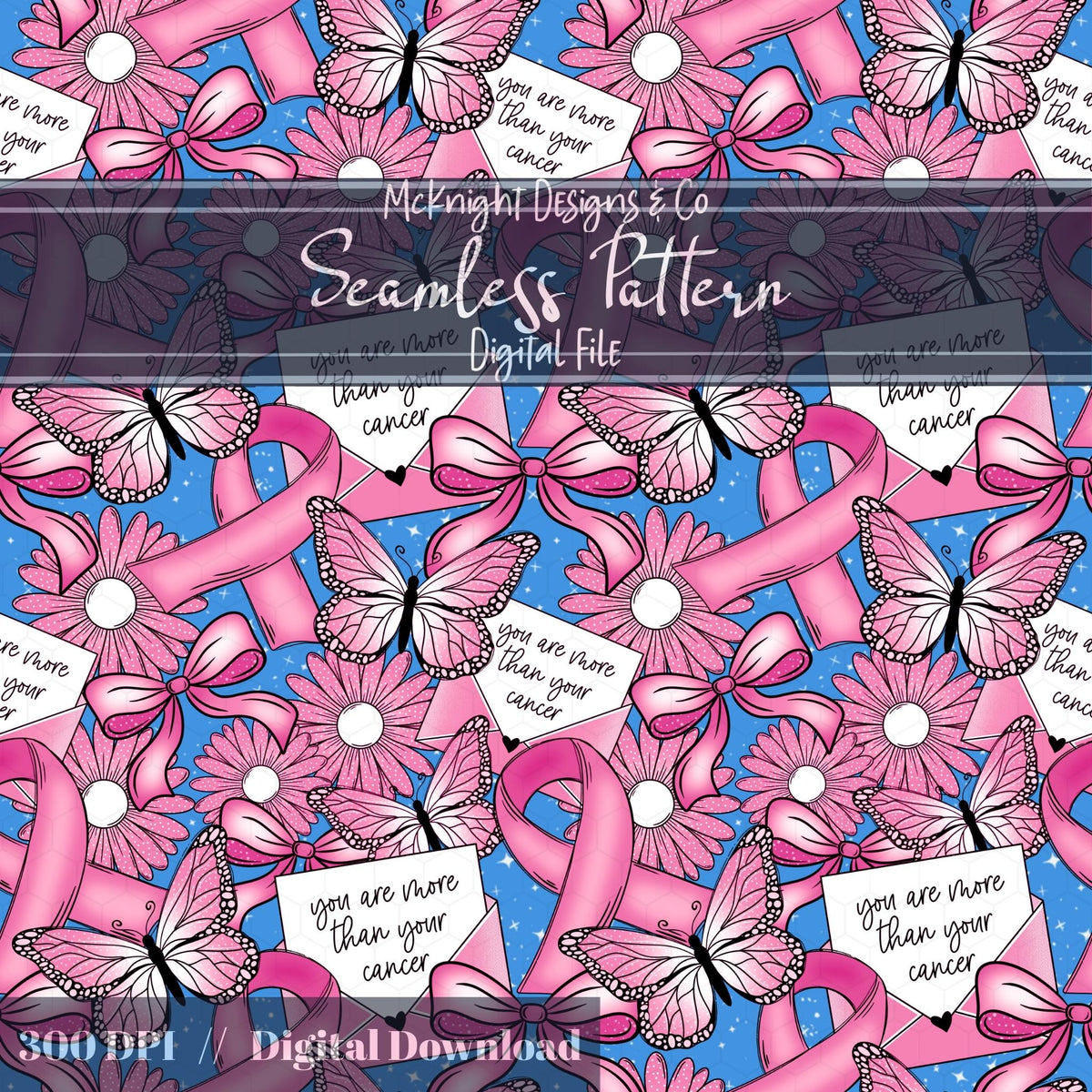 Awareness Ribbon Seamless Pattern – Support & Encouragement PNG McKnight Designs & Co Seamless Pattern File