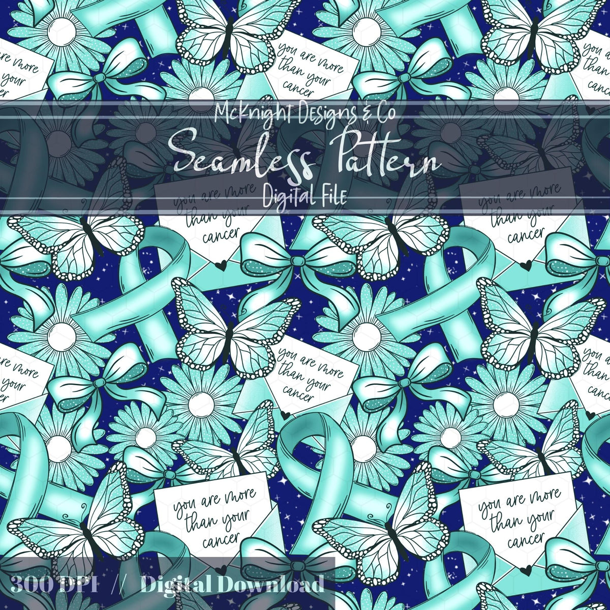 Awareness Ribbon Seamless Pattern – Support & Encouragement PNG McKnight Designs & Co Seamless Pattern File