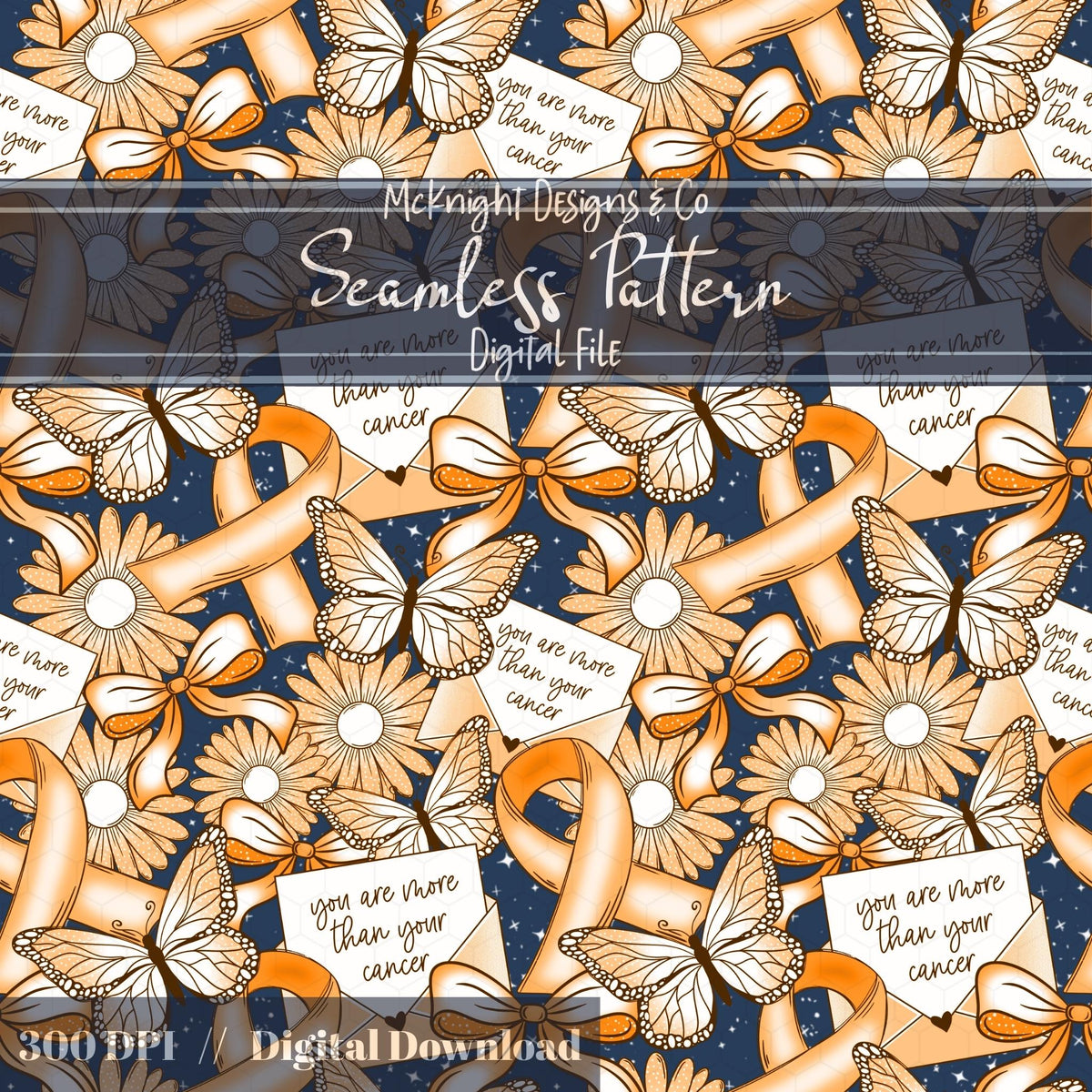 Awareness Ribbon Seamless Pattern – Support & Encouragement PNG McKnight Designs & Co Seamless Pattern File