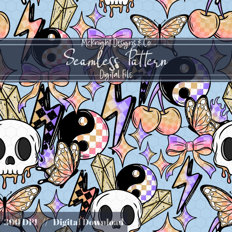 Rock Girly Pastel Punk Checkerboard Seamless Pattern McKnight Designs & Co Seamless Pattern File