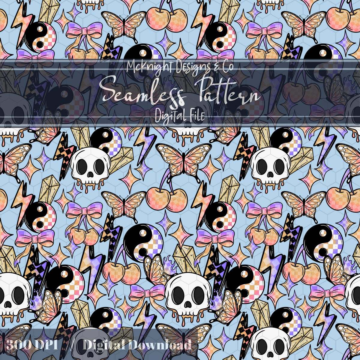 Rock Girly Pastel Punk Checkerboard Seamless Pattern McKnight Designs & Co Seamless Pattern File