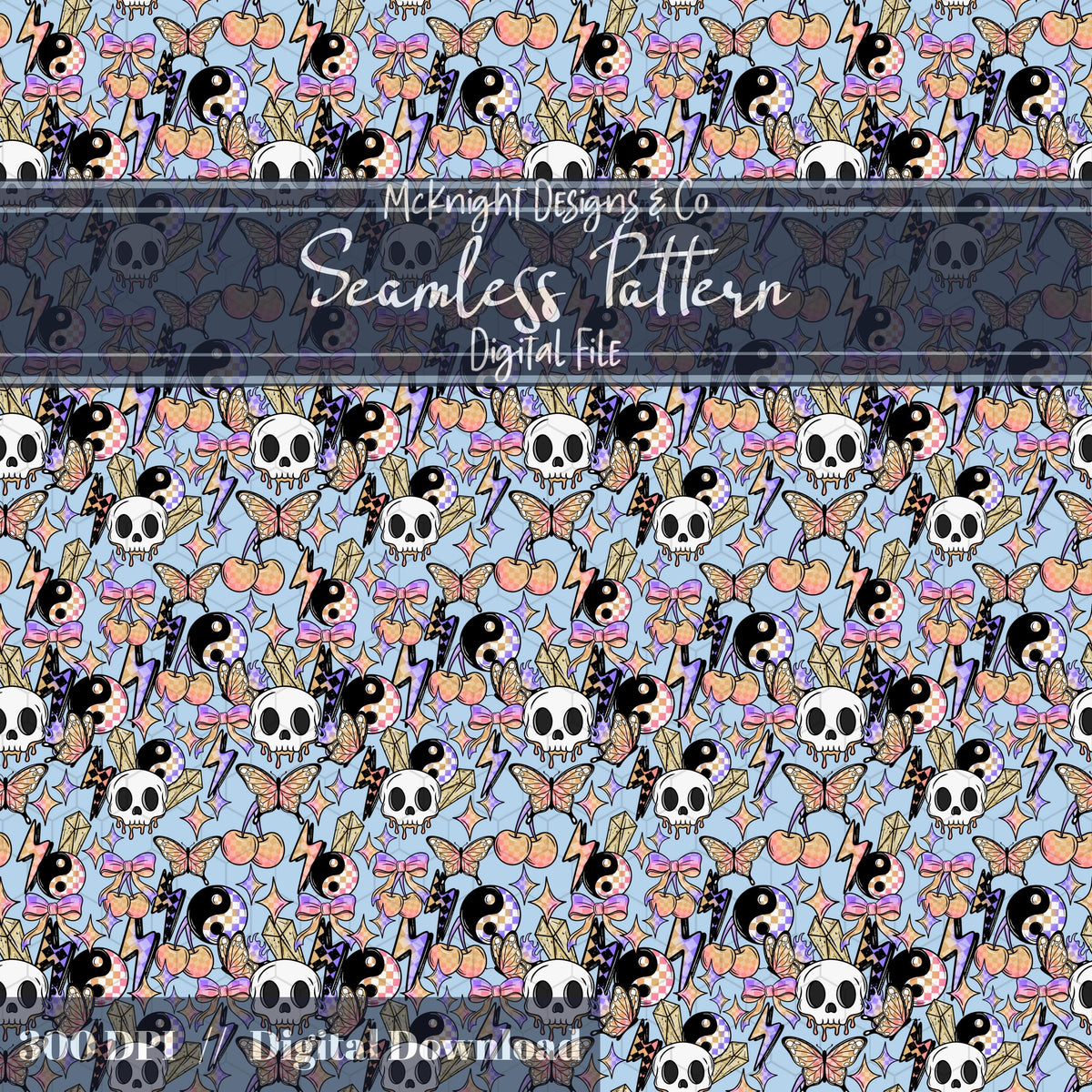 Rock Girly Pastel Punk Checkerboard Seamless Pattern McKnight Designs & Co Seamless Pattern File