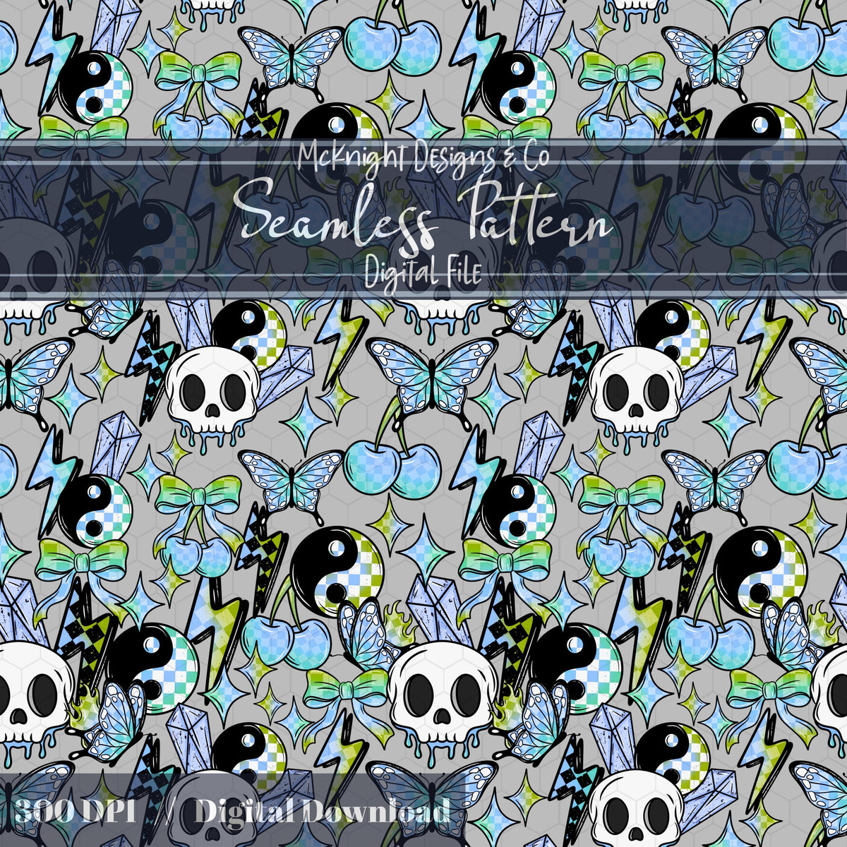 Rock Girly Pastel Punk Checkerboard Seamless Pattern McKnight Designs & Co Seamless Pattern File