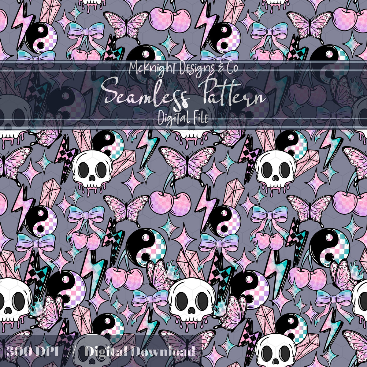 Rock Girly Pastel Punk Checkerboard Seamless Pattern McKnight Designs & Co Seamless Pattern File