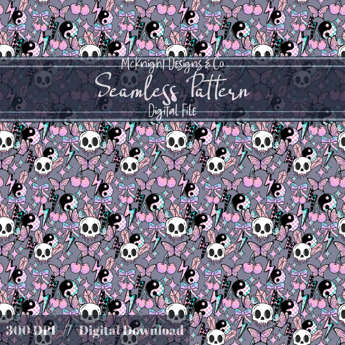 Rock Girly Pastel Punk Checkerboard Seamless Pattern McKnight Designs & Co Seamless Pattern File