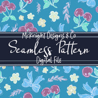 Cherry Bow Coquette Seamless Pattern – Hand-Drawn Aesthetic PNG McKnight Designs & Co Seamless Pattern File