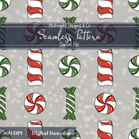 Holiday Candy Seamless Pattern - Christmas Peppermint Candy McKnight Designs & Co Seamless Pattern File