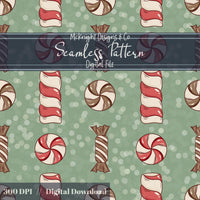 Holiday Candy Seamless Pattern - Christmas Peppermint Candy McKnight Designs & Co Seamless Pattern File