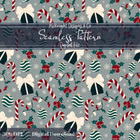 Muted Classic Christmas Seamless Pattern McKnight Designs & Co Seamless Pattern File Gray