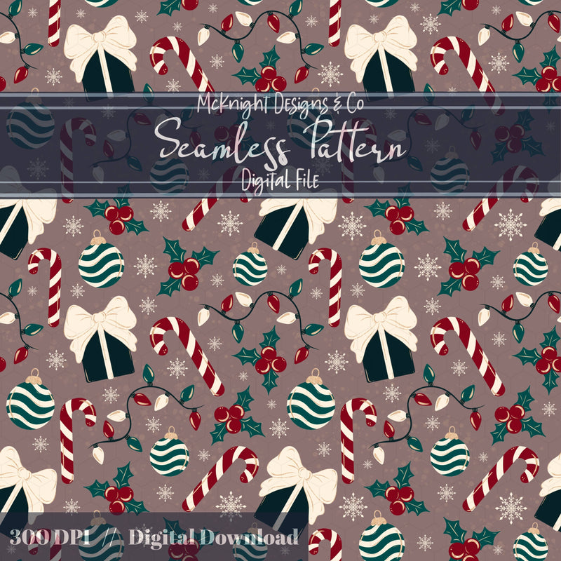 Muted Classic Christmas Seamless Pattern McKnight Designs & Co Seamless Pattern File Warm