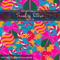 Christmas Girly Seamless Pattern - Ornaments & Presents McKnight Designs & Co Seamless Pattern File
