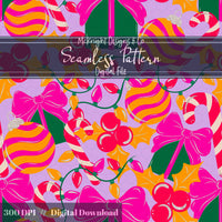 Christmas Girly Seamless Pattern - Ornaments & Presents McKnight Designs & Co Seamless Pattern File