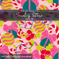 Christmas Girly Seamless Pattern - Ornaments & Presents McKnight Designs & Co Seamless Pattern File