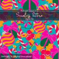 Christmas Girly Seamless Pattern - Ornaments & Presents McKnight Designs & Co Seamless Pattern File