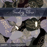 Color-Block Botanical Dragonfly Seamless Pattern McKnight Designs & Co Seamless Pattern File