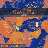 Color-Block Botanical Dragonfly Seamless Pattern McKnight Designs & Co Seamless Pattern File