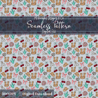 Cowgirl Disco Love Seamless Pattern | Hand Drawn Western Valentine Repeat | Digital Design McKnight Designs & Co Seamless Pattern File