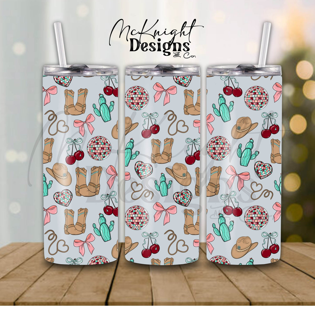 Cowgirl Disco Love Seamless Pattern | Hand Drawn Western Valentine Repeat | Digital Design McKnight Designs & Co Seamless Pattern File